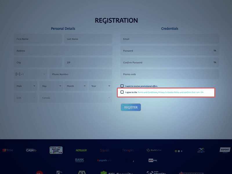 Create your Login Credentials