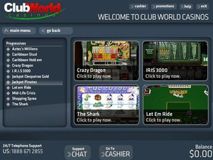 Club World Casino software screenshot