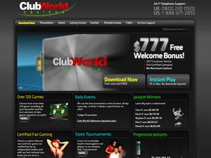 Club World Casino website screenshot