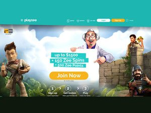 PlayZee Casino website screenshot