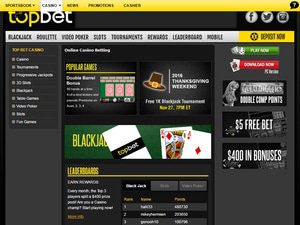 TopBet Casino website screenshot