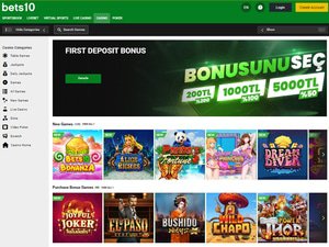 Bets10 Casino website screenshot