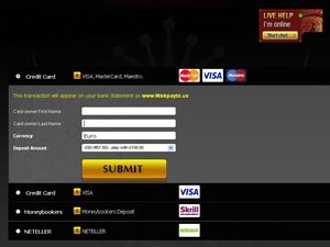 VIP Room Casino cashier screenshot