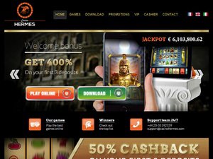 Hermes Casino website screenshot