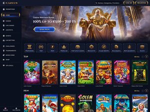 Cazeus Casino website screenshot