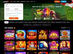 LevelUp Casino website screenshot