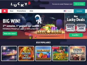 Lucky8 Casino website screenshot