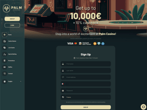 Palm Casino website screenshot