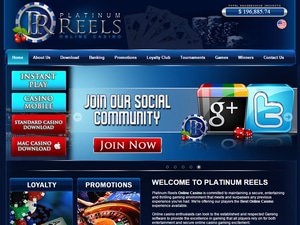 Platinum Reels Casino website screenshot