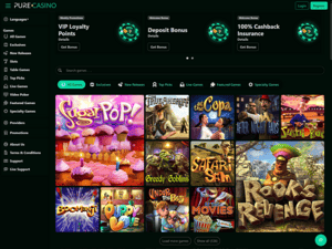 Pure Casino website screenshot