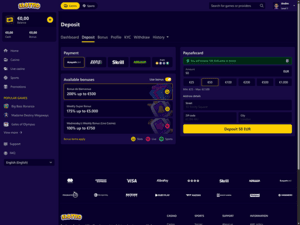 Slottio Casino cashier screenshot