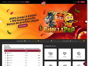 Spicy Jackpots Casino website screenshot