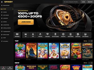 Spinsy Casino website screenshot