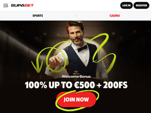 Supabet Casino website screenshot