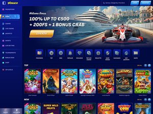 Wonaco Casino website screenshot