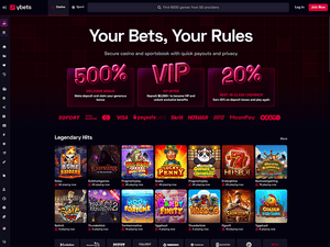 Ybets Casino website screenshot